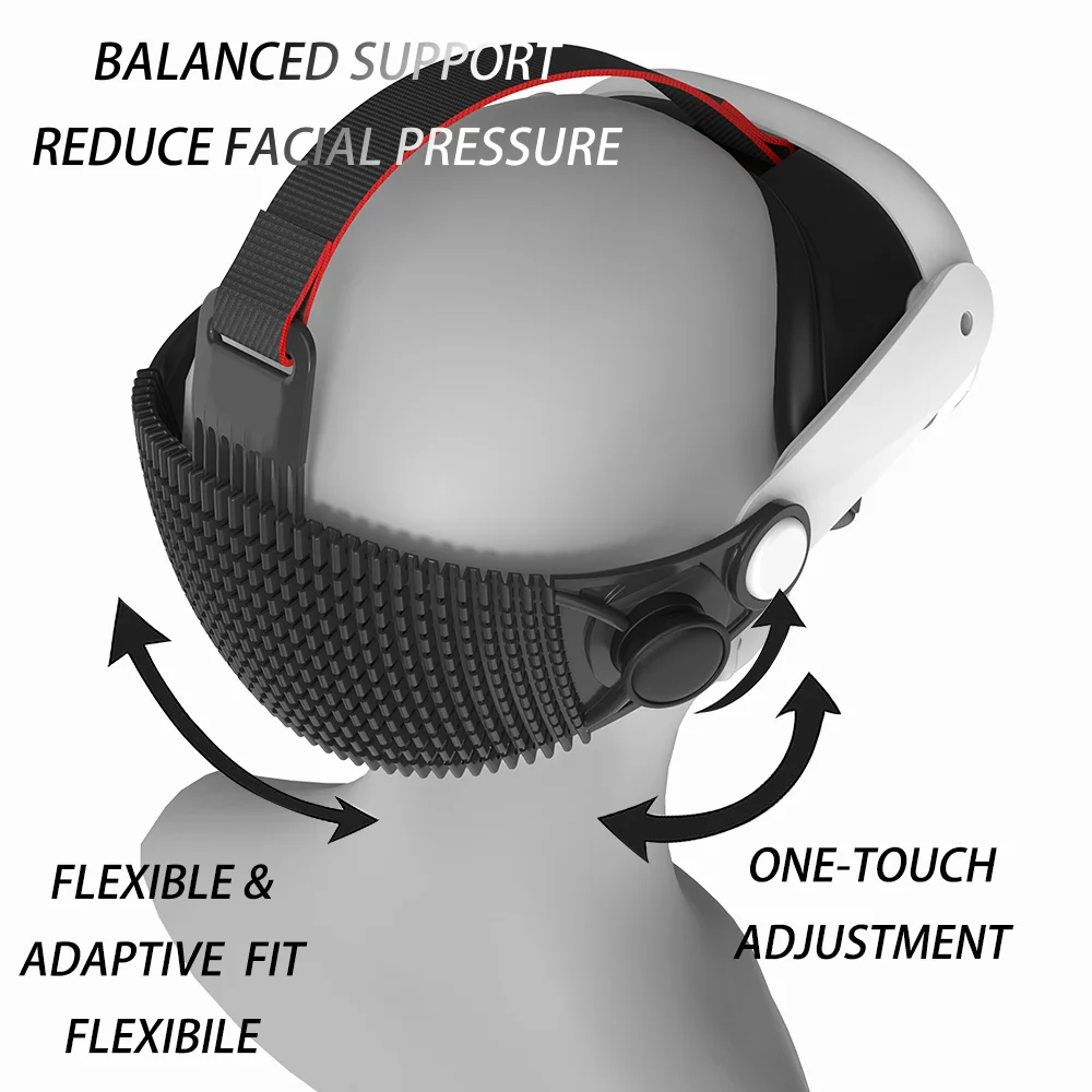 BIANNOEM Adjustable Silicone Head Strap for Meta Quest 3 / Quest 3S Lightweigh New Comfort & Pressure Relief VR Accessory
