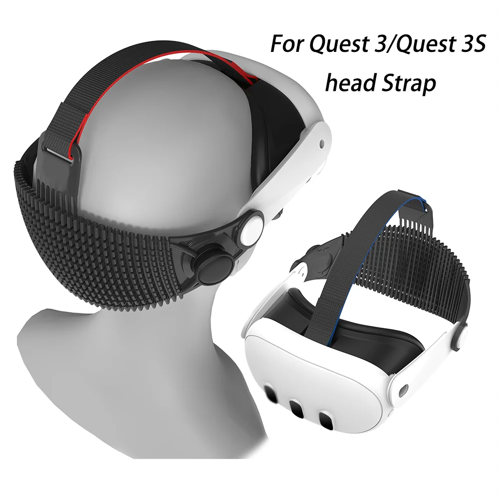BIANNOEM Adjustable Silicone Head Strap for Meta Quest 3 / Quest 3S Lightweigh New Comfort & Pressure Relief VR Accessory