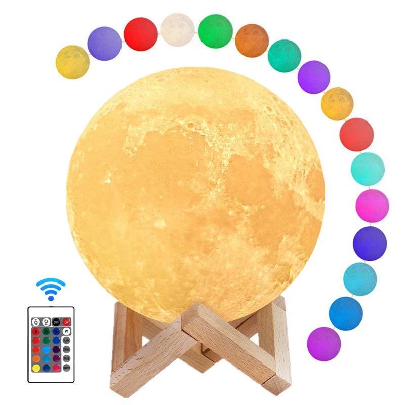3D LED Moon Lamp Nightlight Fairy Table Bedroom Bedside Cute Kids Night Light for Room Birthday Party Decoration Holiday Gifts