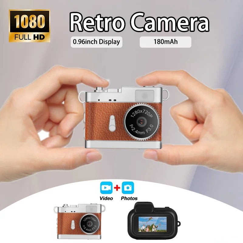 Keychain Camera Mini  0.96 inch Thumb Mini Action Camera Retro Support Memory Card 1080P Very Small Camcorder Video Recorder