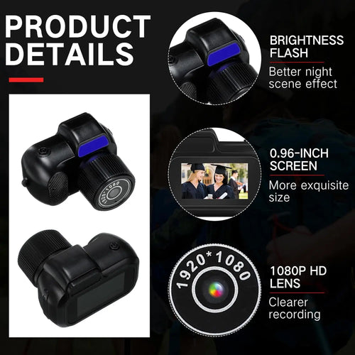Keychain Camera Mini  0.96 inch Thumb Mini Action Camera Retro Support Memory Card 1080P Very Small Camcorder Video Recorder