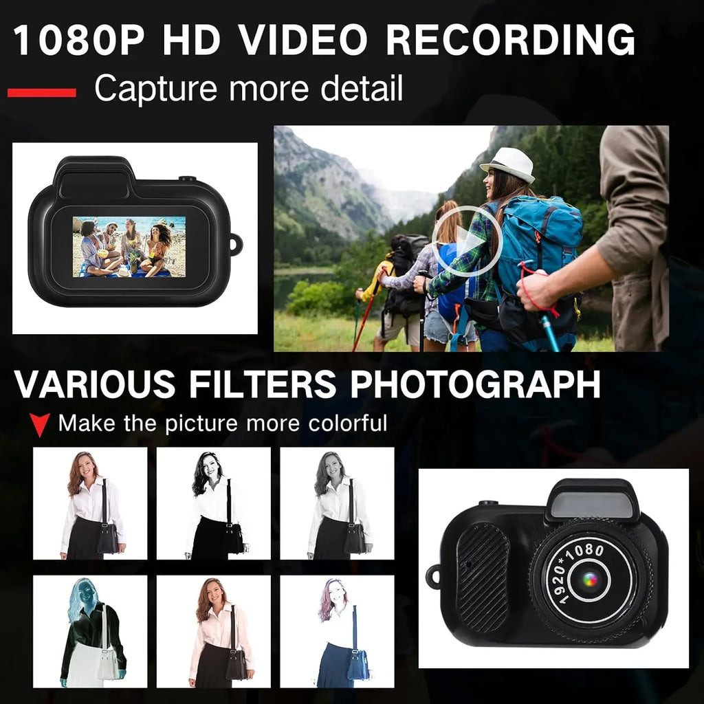 Keychain Camera Mini  0.96 inch Thumb Mini Action Camera Retro Support Memory Card 1080P Very Small Camcorder Video Recorder