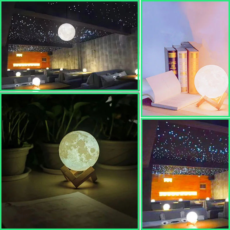 3D LED Moon Lamp Nightlight Fairy Table Bedroom Bedside Cute Kids Night Light for Room Birthday Party Decoration Holiday Gifts